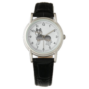 Montre Louveteau gris clair Husky sibérien Chien de dessi