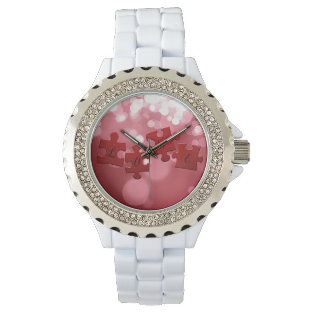 Montre Love Script Puzzle Pièces (devant)