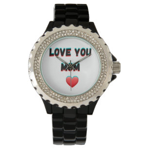 Montre Love You Mom - Typographie manuscrite au coeur