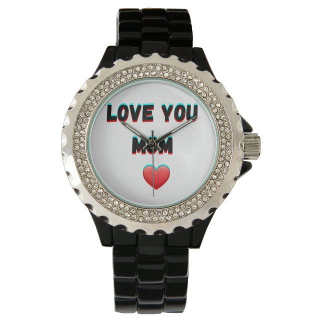 Montre Love You Mom - Typographie manuscrite au coeur (devant)