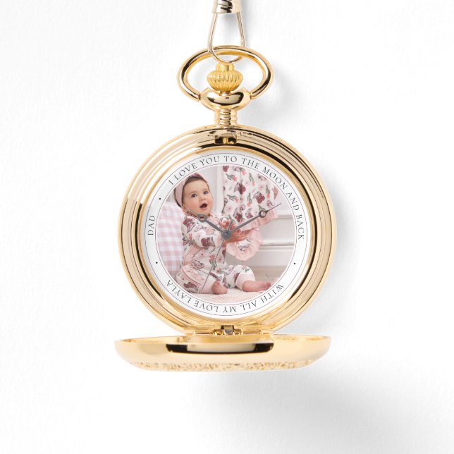 Montre Love You Papa Pocket Fête des pères photo personna (Recto)