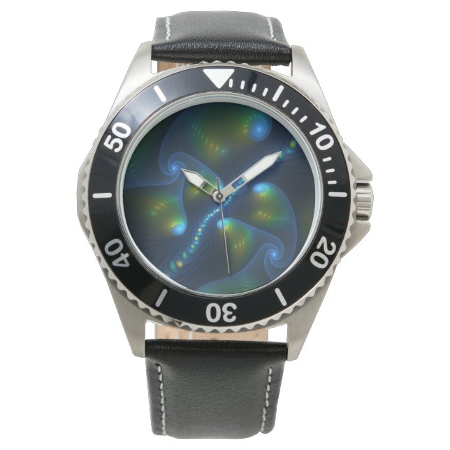 Montre Lumières de l'Imaginaire Abstrait Bleu Vert Jaune  (devant)