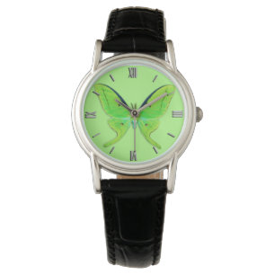 Montre Luna Moth - Lime Green sur un Arrière - plan vert 