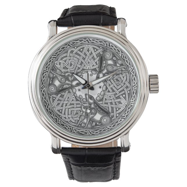 Montre Lune contemplant les lièvres (devant)