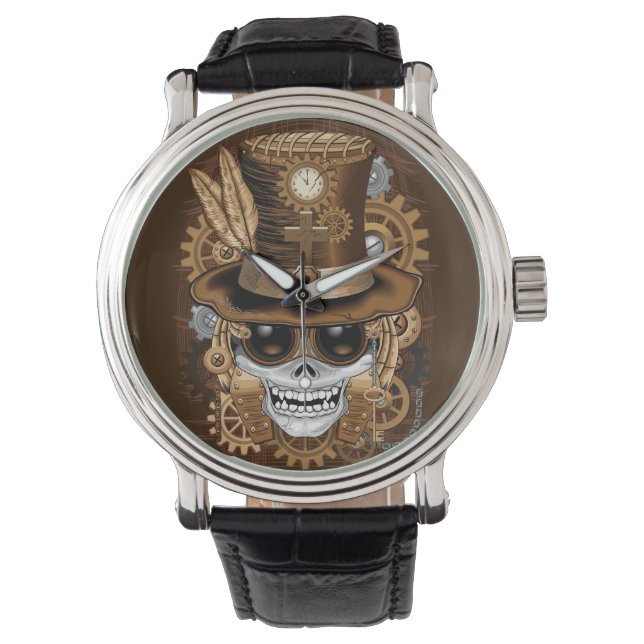 Montre Machine rétro Voodoo à vapeur crâne (devant)