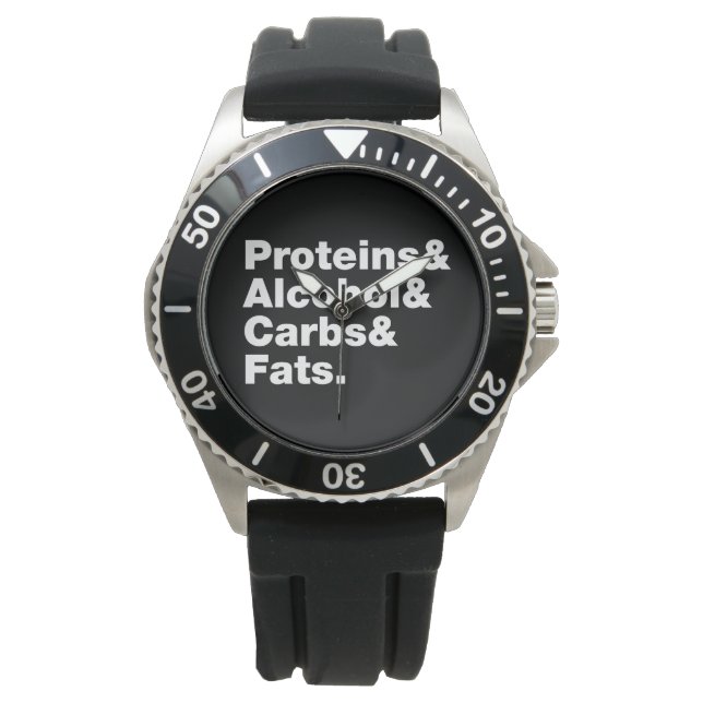 Montre Macronutriments. Protéines & Alcool & Carbes & Gra (devant)