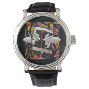 Montre Madness art mosaïque couleurs profondes noir encad
