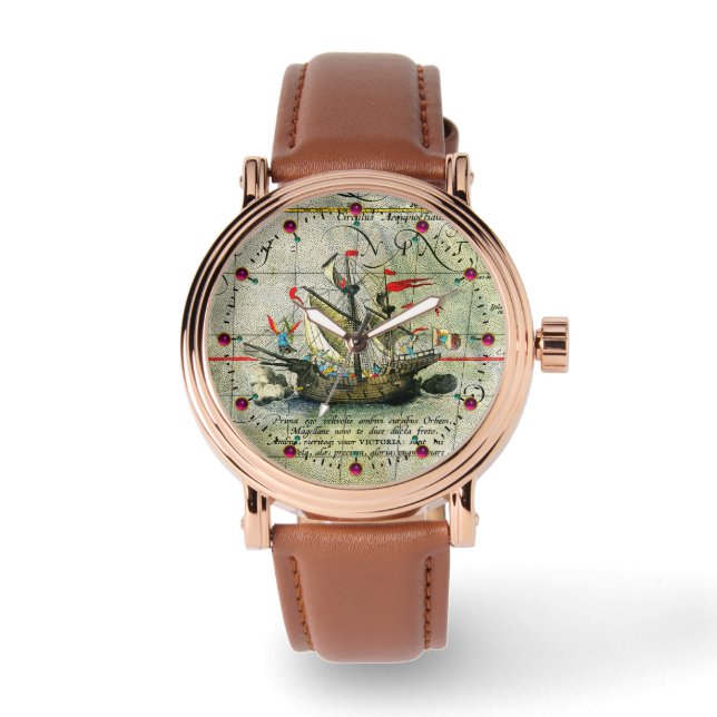 Montre Magellans navire Victoria, Antique Carte Océan Pac (Recto)