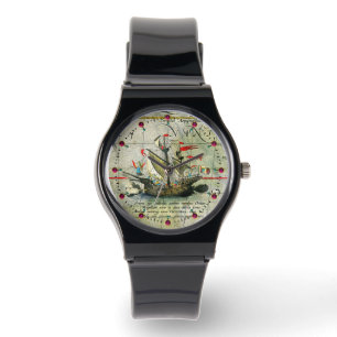 Montre Magellans navire Victoria, Antique Carte Océan Pac