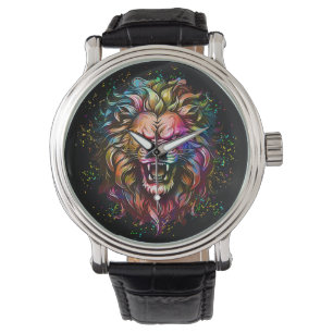MONTRE MAGNIFIQUE RUGISSEMENT DE LION ABSTRAIT GÉOMÉTRIQU