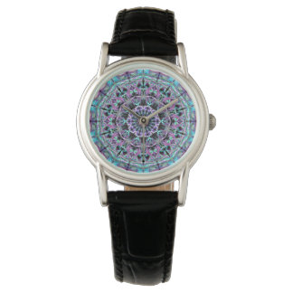 Montre Magnifique, unique violet et bleu Mandala