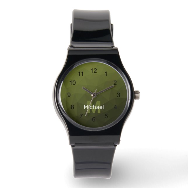 Montre Maillon géométrique dégradé vert de l'Armée Monogr (Recto)
