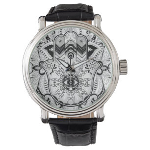 Montre Main Hamsa - Main en nuances de gris Fatima