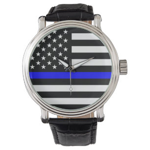 Montre maintenez l'ordre la ligne bleue mince ameri des