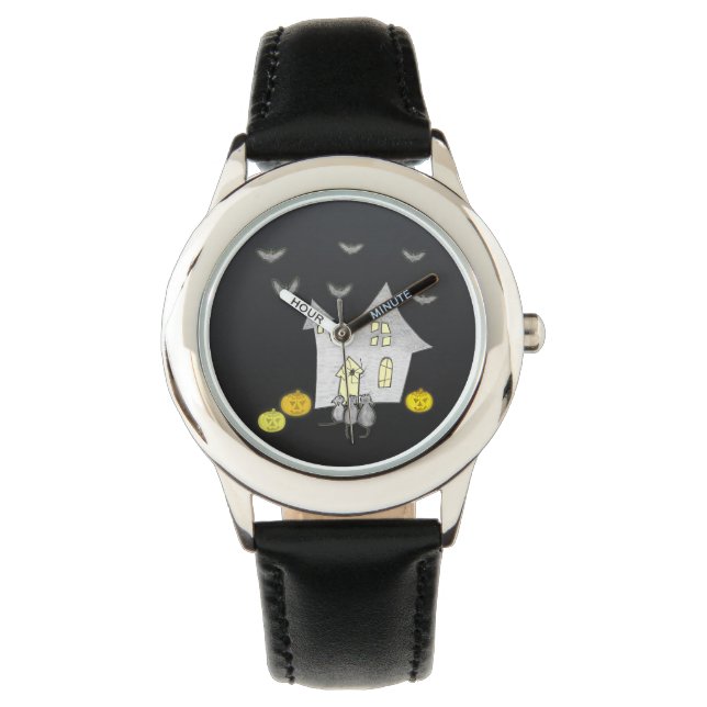 Montre Maison d'Halloween, Chats noirs, Chats, Chauves-so (devant)