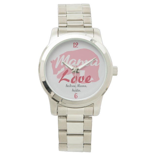 Montre Mama Bear Maman Noms des enfants Personnaliser per (devant)