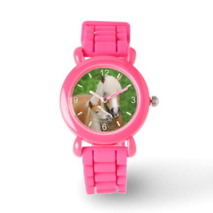 Montre Maman/cadran-plat mignons de baiser de poulain de