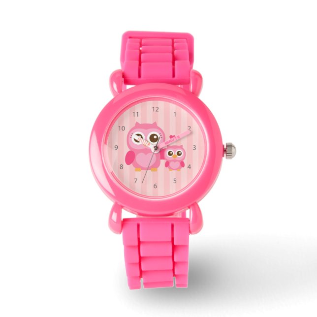 Montre Maman et moi, chouette chouette, rose (Recto)
