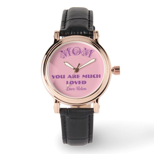 Montre Maman Nom Personnalisé Mignonne Cadeau Pour Mère (Recto)