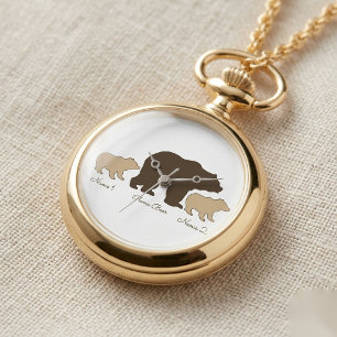 Montre Maman Ours Personnalisée Avec 2 Noms d'Enfants Cad