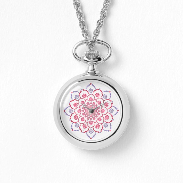 Montre Mandala à points violets et roses (Recto)