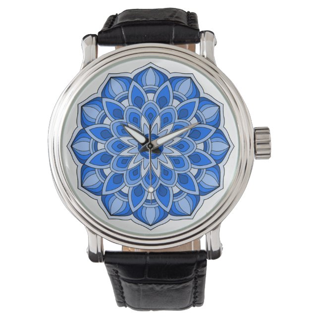 Montre Mandala en bleu (devant)