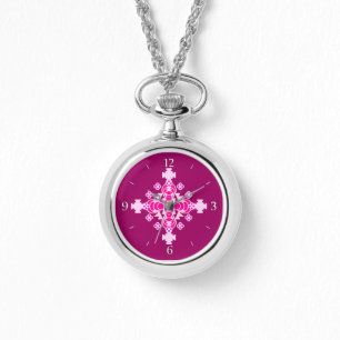 Montre Mandala en quatre points - rose pâle et prune