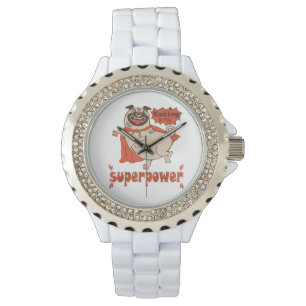 Montre Manger est mon super-puissance rouge carlin style