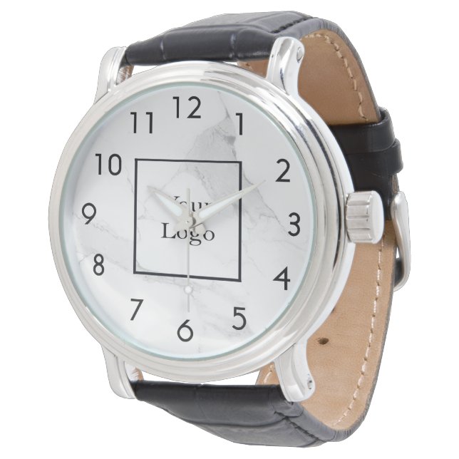 Montre Marbre blanc élégant logo d'entreprise classique (Incliné)