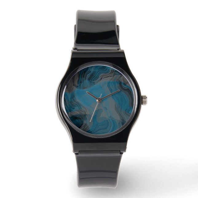 Montre Marbre bleu et gris Abstrait (Recto)