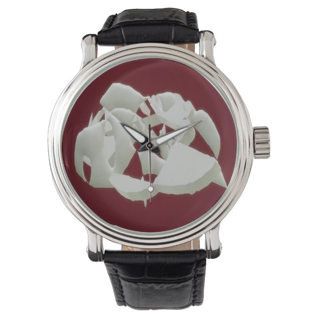 Montre Marbre brisé abstrait art moderne prune blanche (devant)