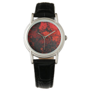 Montre Marbre rouge, noir et gris Abstrait