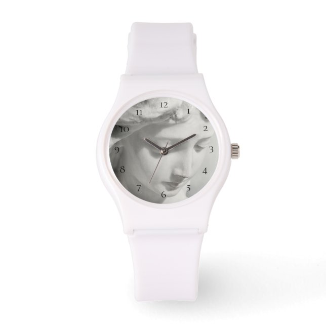 Montre *~* Marbre sportif féminin Blancs bel ange (Recto)