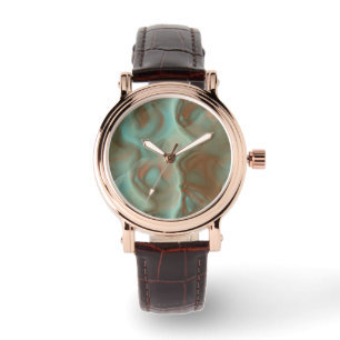 Montre Marbre turquoise et rouille Abstrait