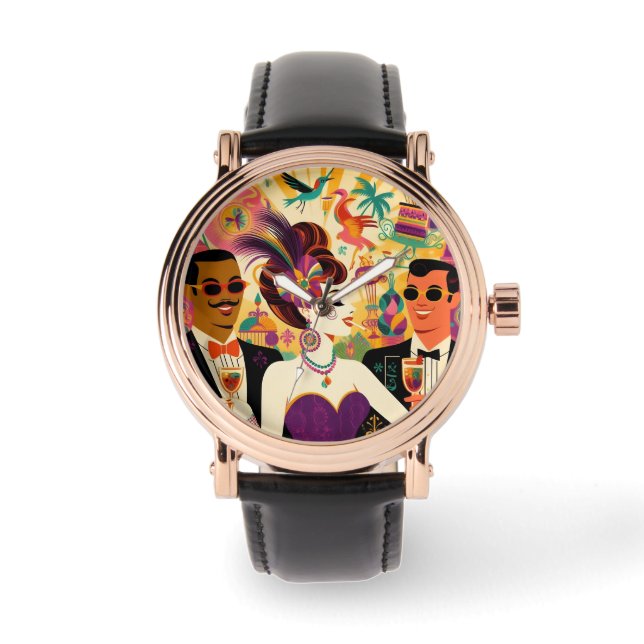 Montre Mardi Gras Cocktail Party du milieu du siècle (Recto)