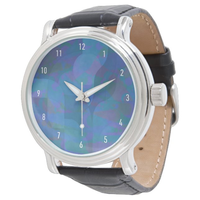 Montre Marées d'azur - Géométrie Abstraite océanique (Incliné)