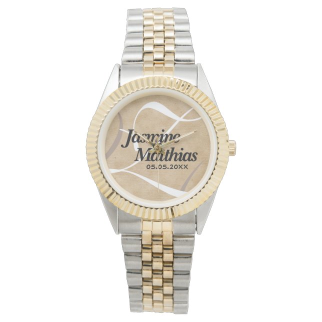 Montre Mariage de Burlap Vintage rustique (devant)