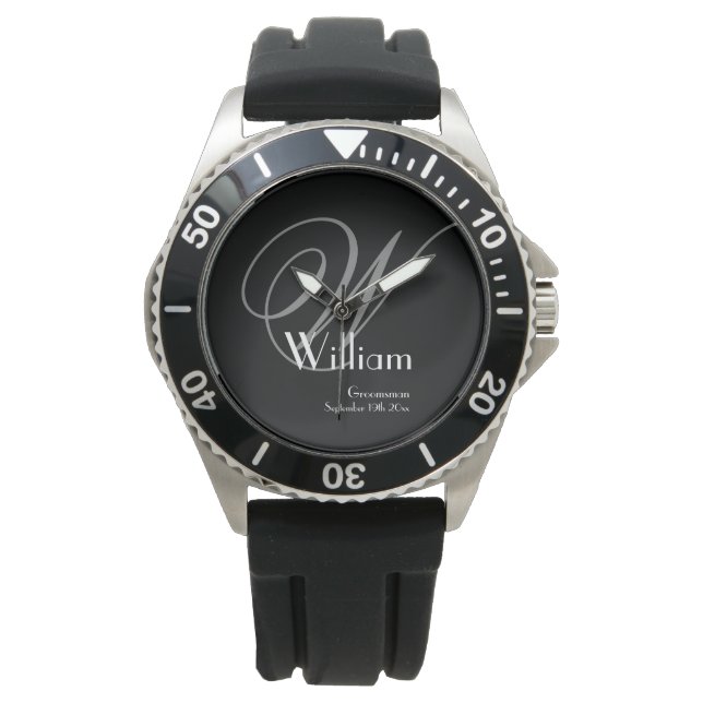 Montre Mariage Groomsman Cadeau Monogramme Sport classiqu (devant)
