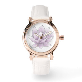 Montre Mariage rose Lotus blanc et Rose or