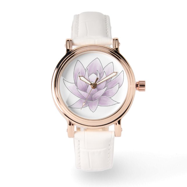 Montre Mariage rose Lotus blanc et Rose or (Recto)