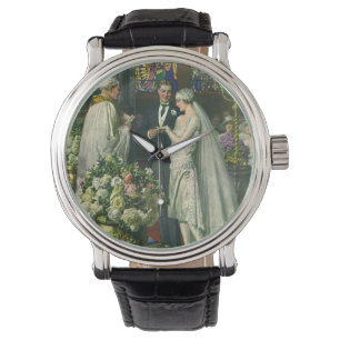 Montre Mariage Vintage, Mariée et Marié avec Ménorah