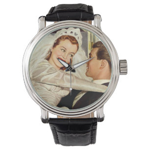 Montre Mariage vintage Nouveaux mariés, Mariée heureuse e