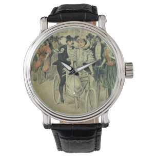 Montre Mariés victoriens à bicyclette après leur mariage