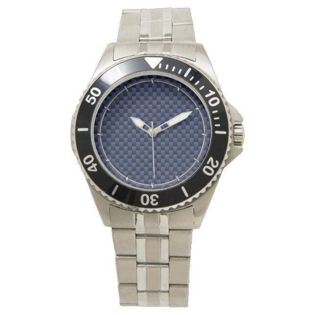 Montre Marine Blue Automotive Carbon Fiber Tressage d'imp (devant)
