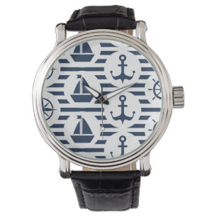 Montre Maritime dans le motif bleu