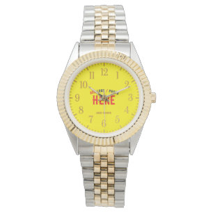 MONTRE MARQUE JAUNE CLAIR ET ÉLÉGANTE MODERNE EN ARGENT