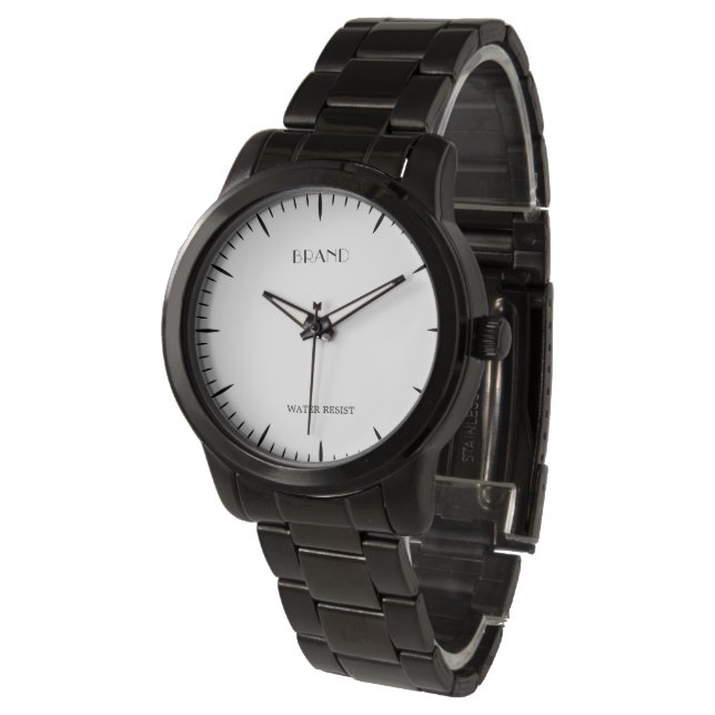 Montre Marque personnalisée Unisex Bracelet noir surdimen (Incliné)