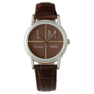 Montre marron élégant personnalisé
