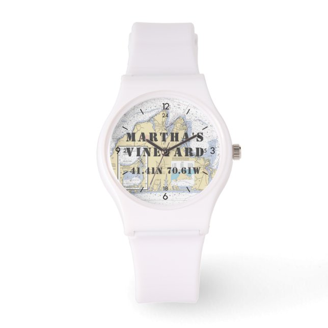 Montre Martha's Vineyard Latitude Longitude Nautique (Recto)