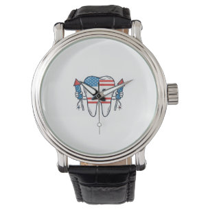 Montre Mascotte de dent patriotique Conception de vecteur